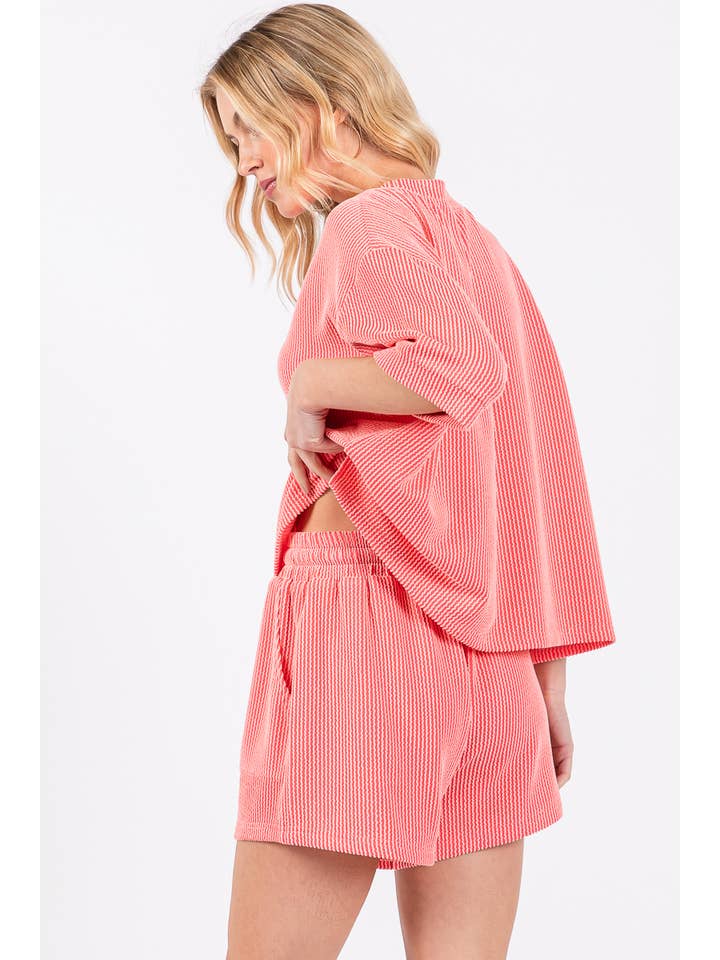 Sewn and Seen - Wholesale Lounge Set - Women's - RIBBED ROUND NECK TOP AND SHORTS SET5