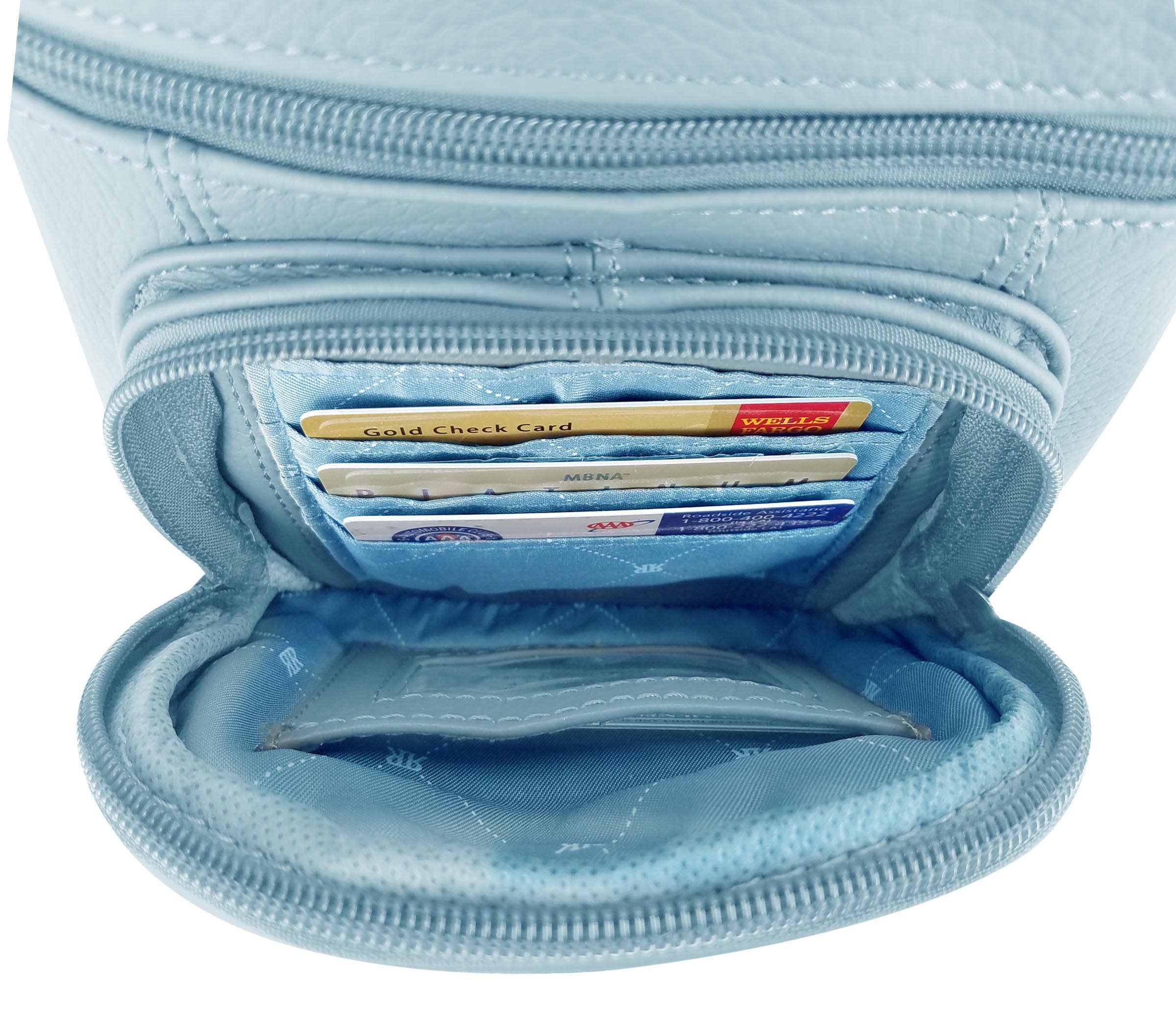 Roma Leathers, Inc. - Wholesale Crossbody Bag - Women's - RM004L Cowhide leather Crossbody with phone pocket back side5