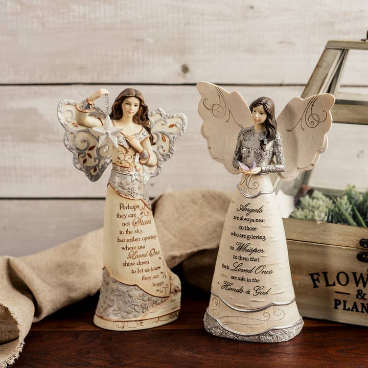 Pavilion - Wholesale Decorative Figurine - In Memory - 9" Memorial Angel with Butterfly