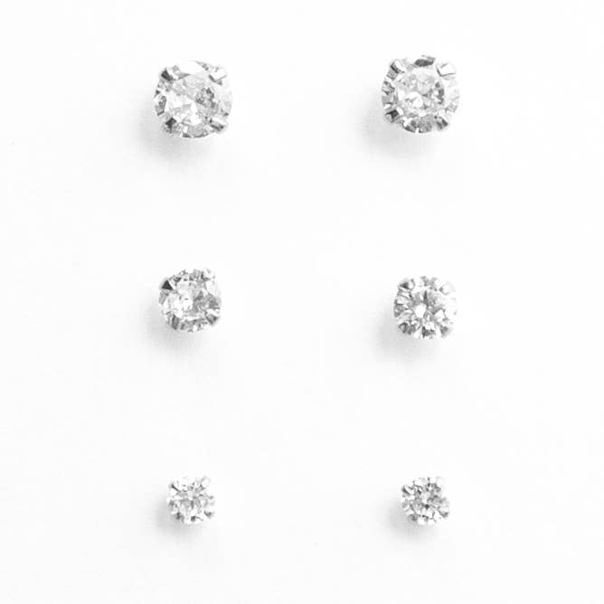 Studs - Sterling Silver Round Crystal Studs for wholesale by Stowaway Jewelry