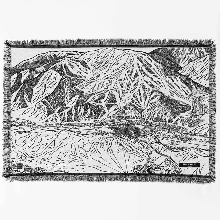 Sun Valley, Idaho Ski Trail Map Blanket for wholesale by Benoit's Design Co.