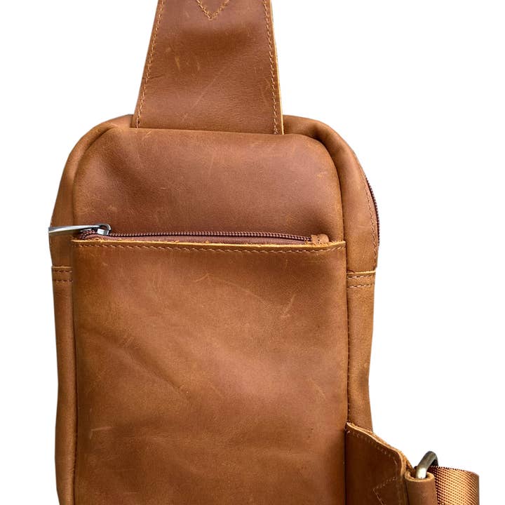 Roma Leathers, Inc. - Wholesale Crossbody Bag - Unisex - W015 Unisex crazy horse Leather Crossbody Bag Travel Bag