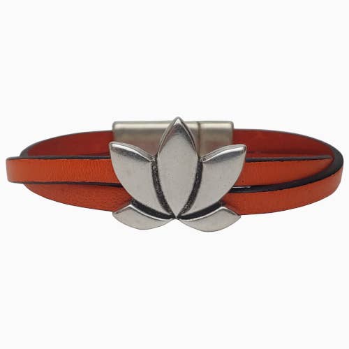The Essence of Silver - Vente Bracelet jonc - Bracelet Femme en Cuir Lotus8