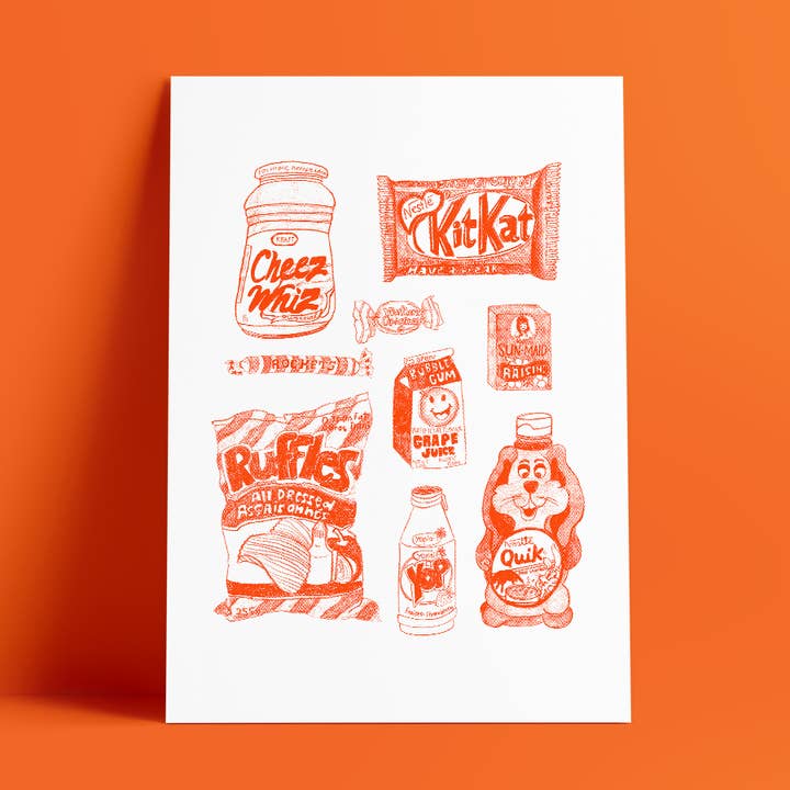 Affiche '90's Snacks' for wholesale by Anne-Julie Dudemaine
