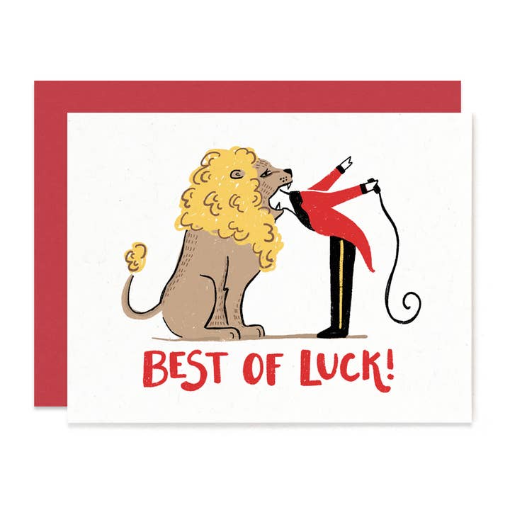 Best of Luck Lion Tamer Card for wholesale by Paper Pony Co.