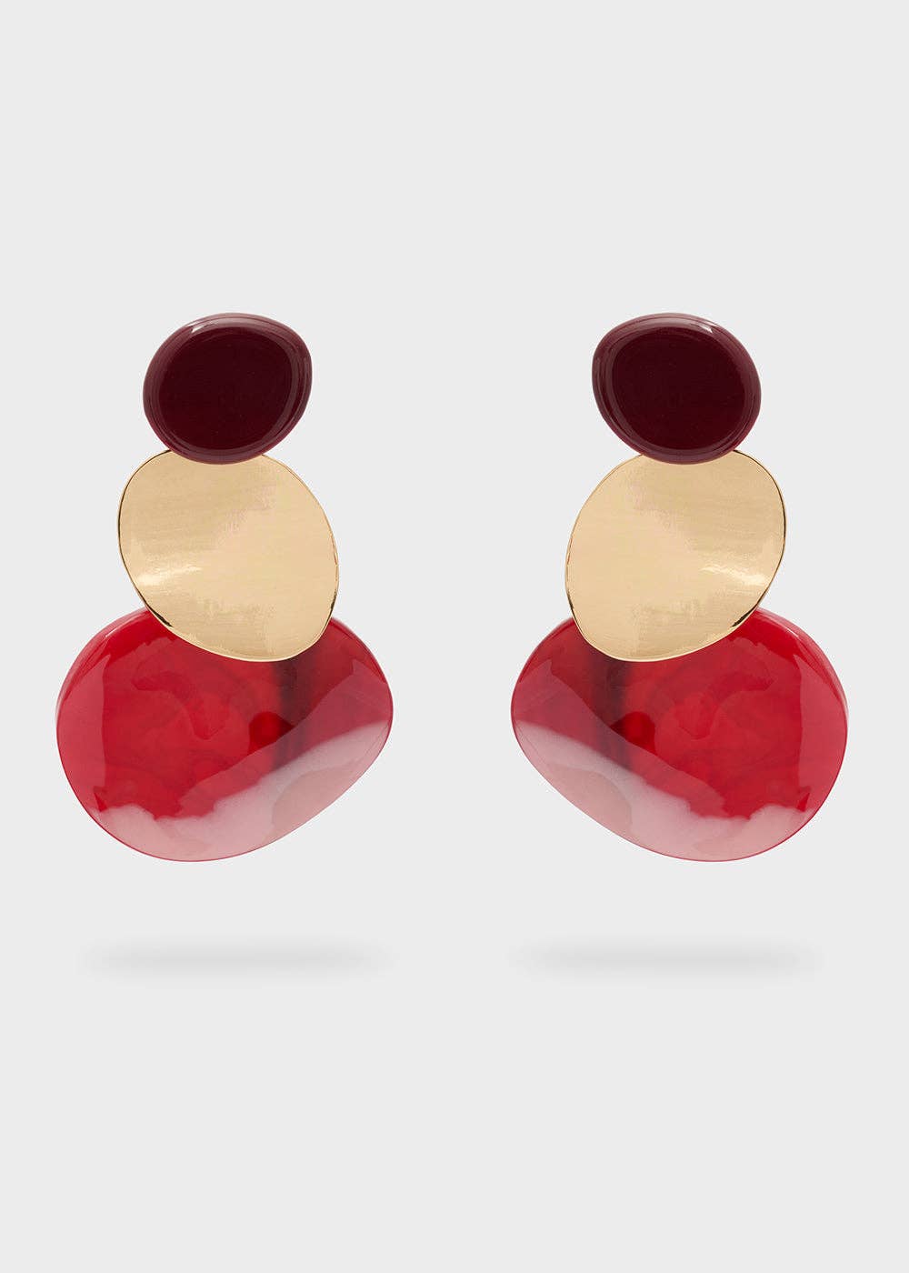 NALI' - Wholesale Dangle Earrings - TEA LONG ROUND EARRINGS IN RESIN BORDEAUX - N64