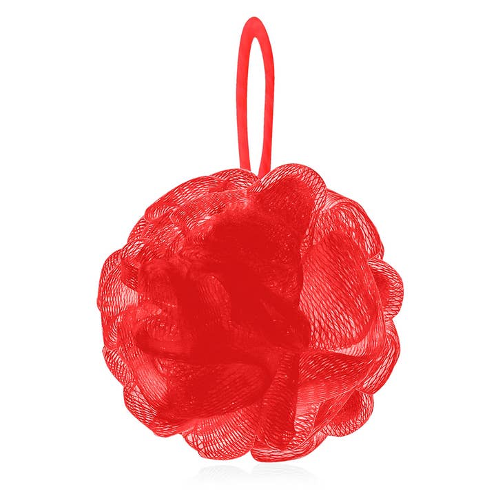 Spugna in rete con cordino, colore rosso per la vendita all'ingrosso da parte di Accentra