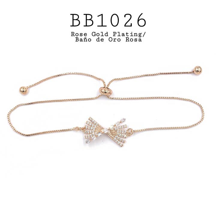 Brazalete de latón con cierre ajustable con lazo cúbico blanco para venta al por mayor de Nisso & Co. NYC Jewelry Wholesale