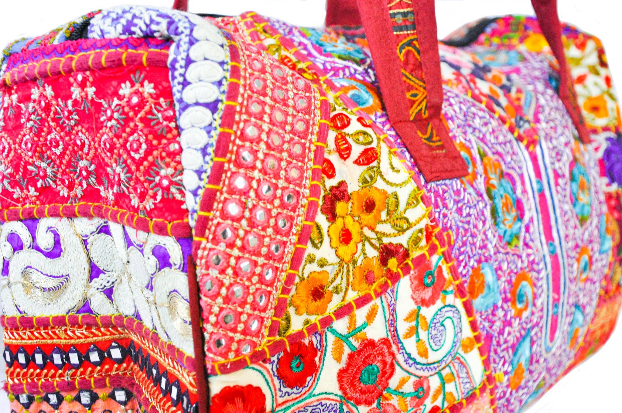 Zumki - Wholesale Weekender Bag - Women's - Dahlia Embroidered Patchwork Cotton Duffle Bag10