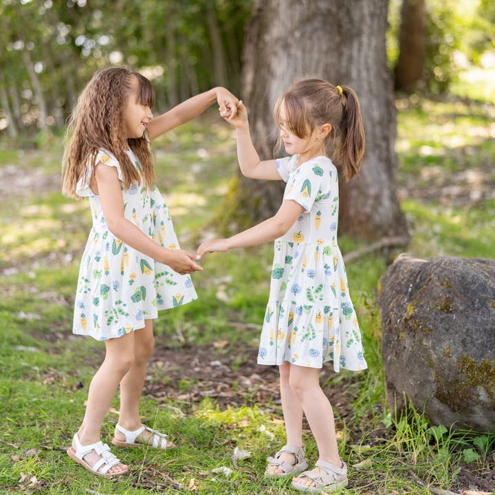 Jerseyklänning i bambu med blommor för wholesale av Silkberry Baby