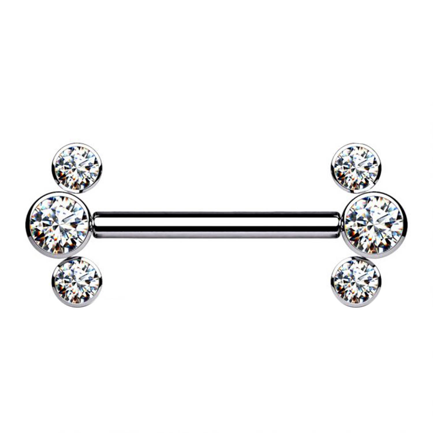 Awaken - Wholesale Single Earring - Barbell with Crystals PL-1070