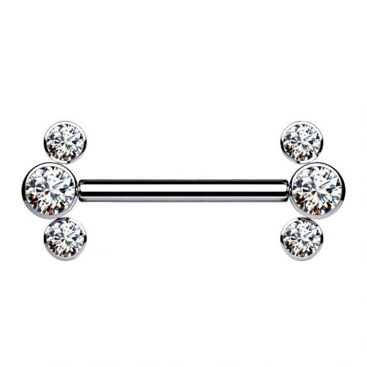 Awaken - Wholesale Single Earring - Barbell with Crystals PL-107