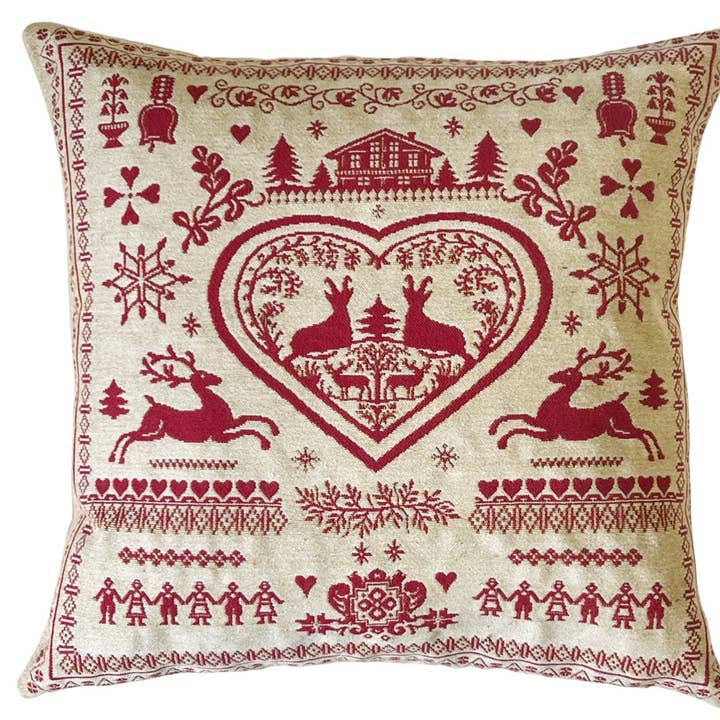 Housse de coussin décor montagne - cadeau ski - Valais pour la vente par yapatkwa - art of the loom