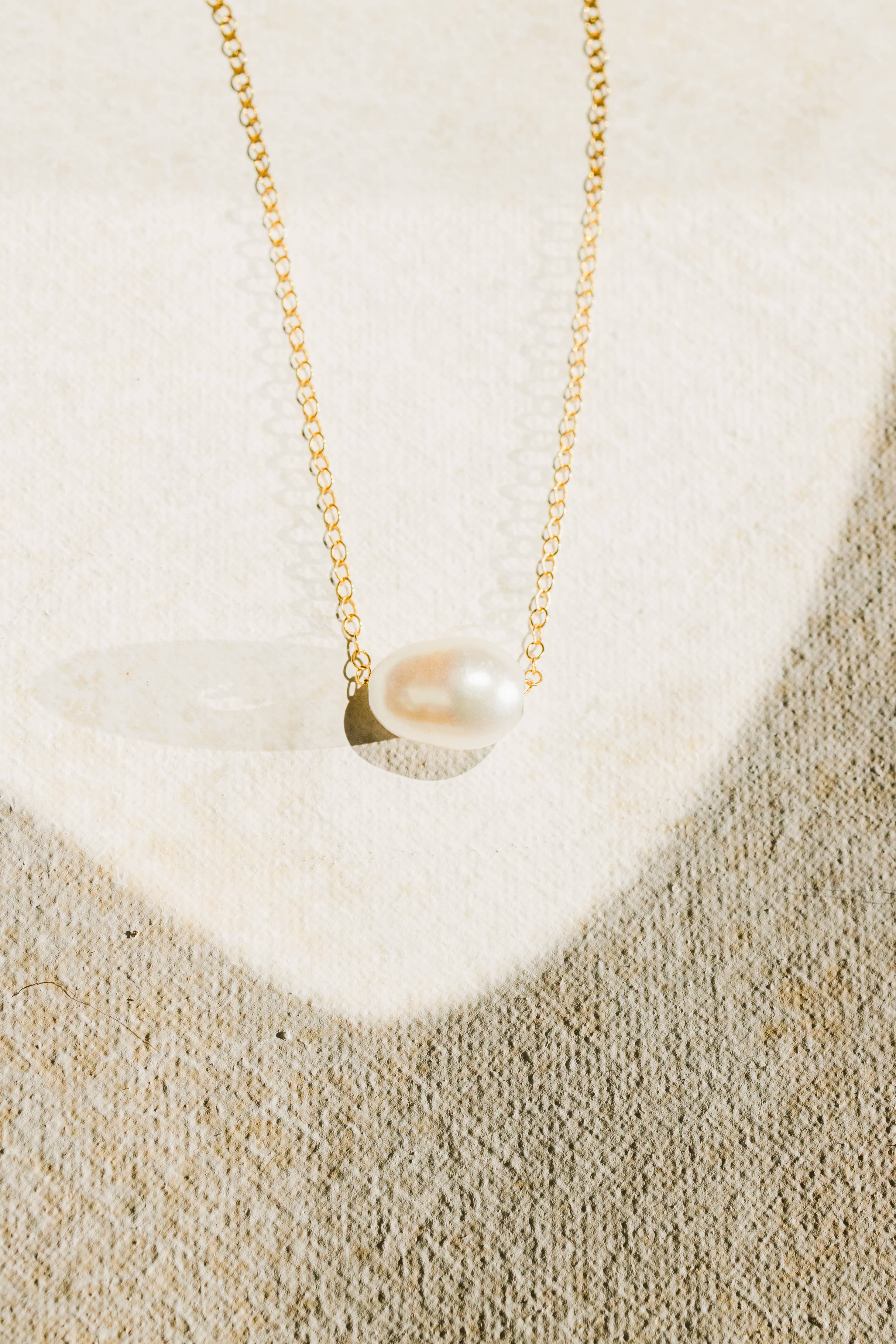 Quinn Sharp Handmade - Vendita all'ingrosso Collana con ciondolo/pendaglio - Collana a filo con perla singola | Riempita in oro 14kt 3