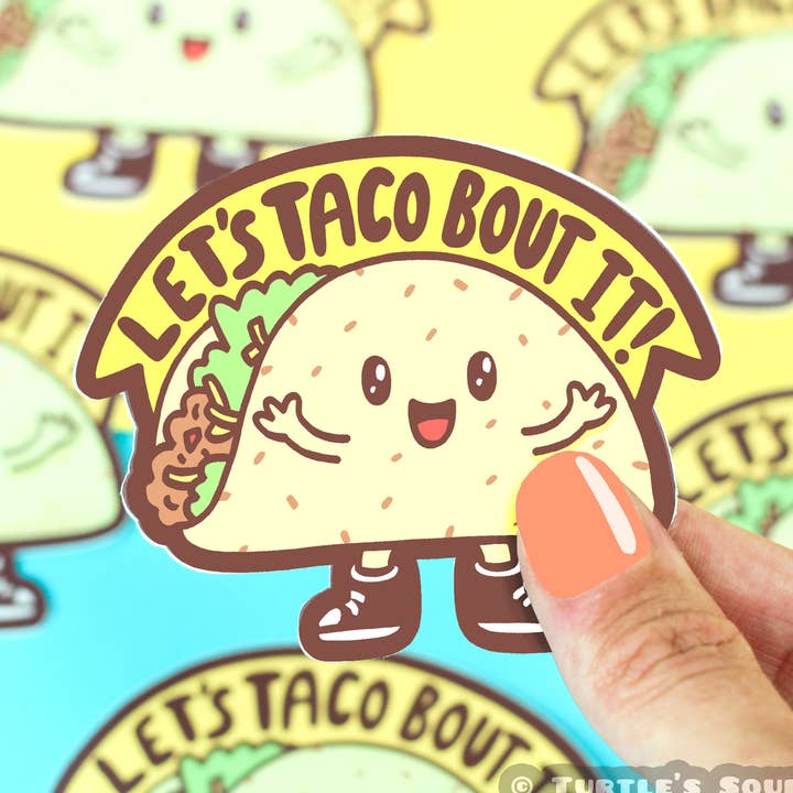 Taco 'Bout It Funny Food Pun Laptop-Aufkleber für den Großhandel von Turtle's Soup