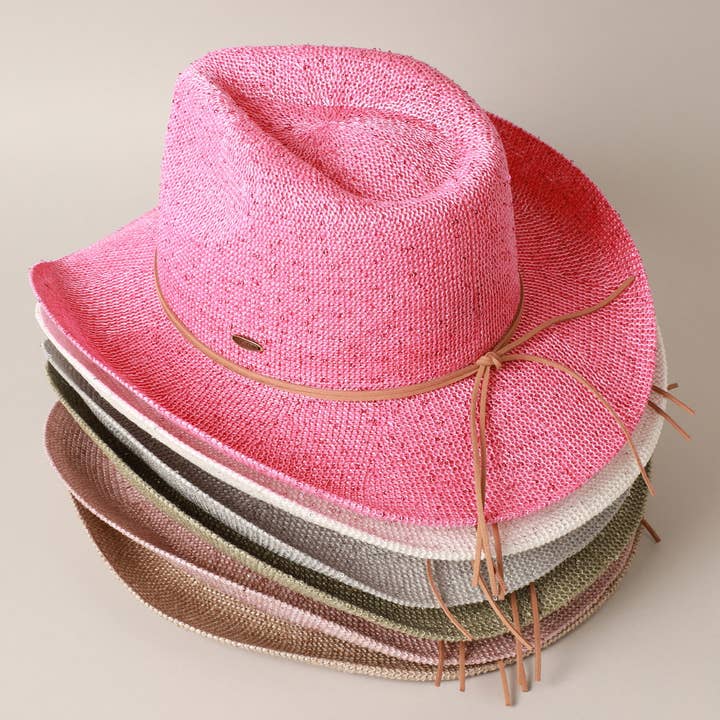 Fashion City - Wholesale Cowboy Hat - Women's - Sequin Cowboy Hat with Suede String