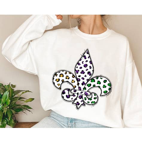 Leopard Mardi Gras TRANSFER for wholesale by Sassy and Sublime