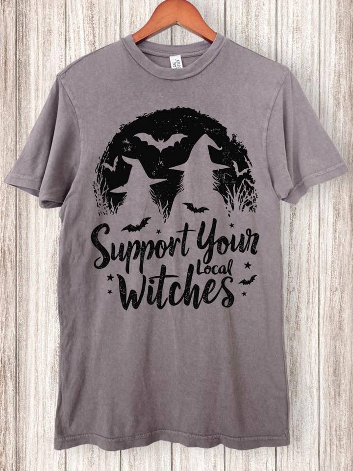 Local Witches Halloween Graphic Vintage Tee for wholesale by Pink Irene Wholesale