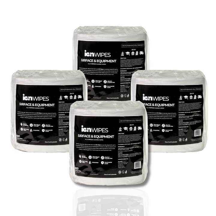 Lingettes de nettoyage tout usage pour surfaces et équipements - 3200 unités | Lot de 4 pour la vente par ION Wipes