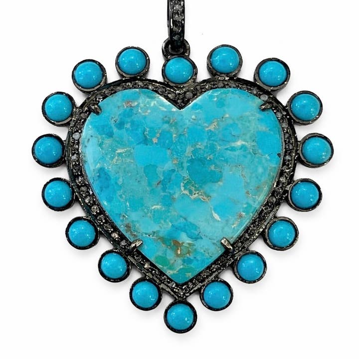 Turquoise + Cœur en diamant pour la vente par Karli Buxton