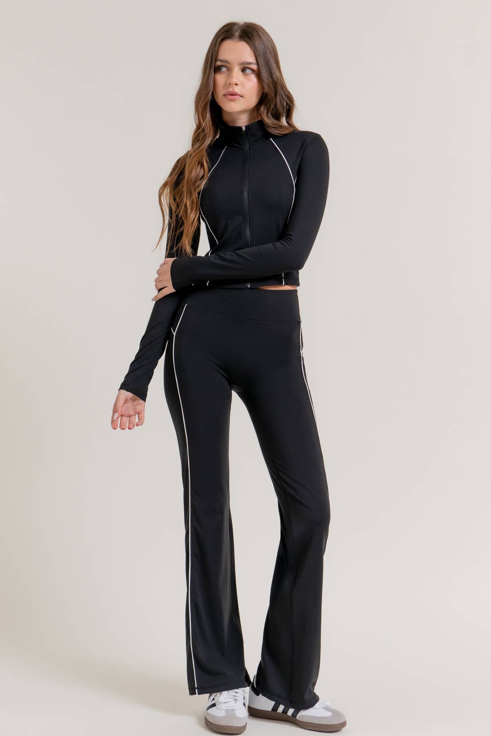 Active Basic | Active USA - Wholesale Athletic Jacket - Women's - Long Sleeve Piping Detail Active Wear Jacket29