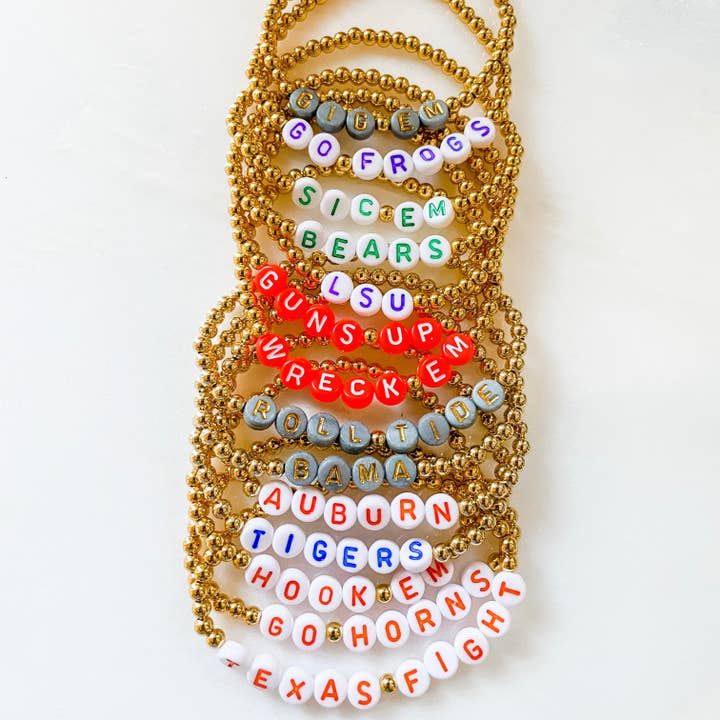 Golden Thread - Wholesale Beaded Bracelet - Collegiate Gold Beaded Bracelets2