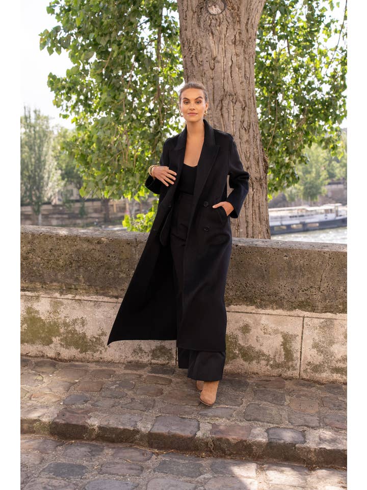 Attentif Paris - Wholesale Coat - Women's - Extra-long oversized hand-sewn wool blend coat23