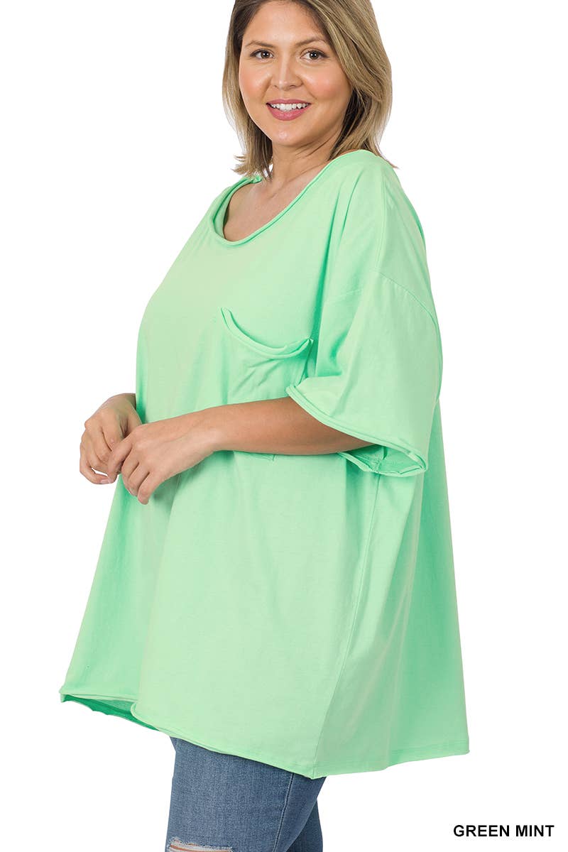 42POPS – Engroshandel T-shirt – til kvinder – 42POPS Plus Oversized boyfriend t-shirt med rå kanter13