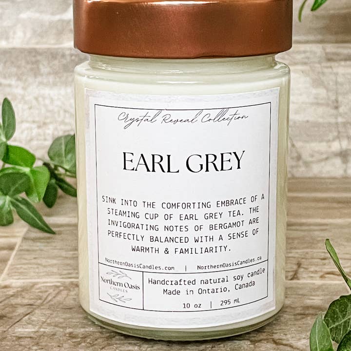Northern Oasis Candles - Wholesale Jar/Filled Candle - Earl Grey Hidden Crystal Reveal Soy Candle