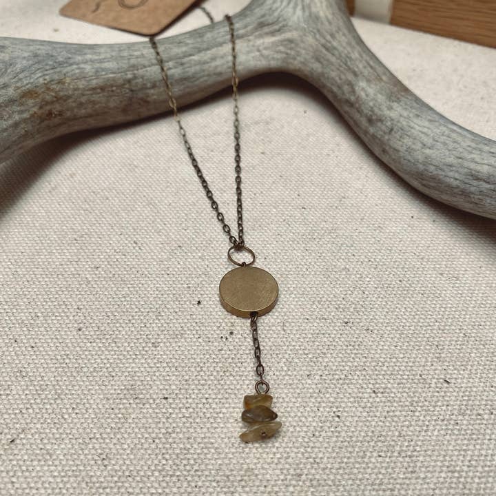 Arid Collective - Wholesale Pendant/Charm Necklace - Short Brass + Crystal Necklace | Reiki Infused | Handmade