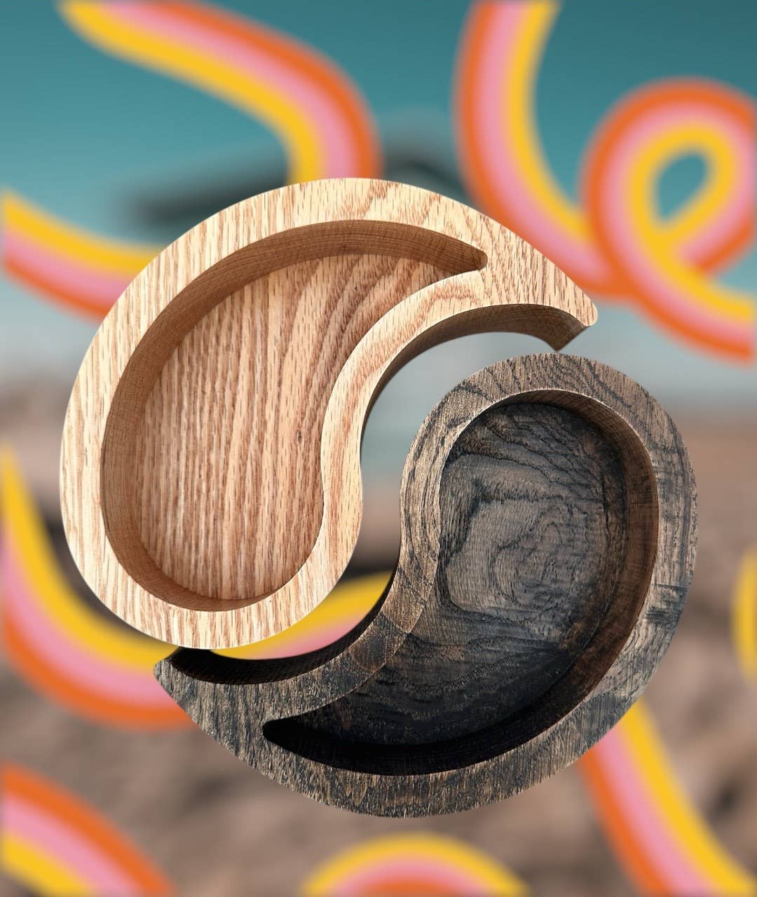 Third Eye Creation Company - Venta al por mayor Candelabros - Juego de porta velas Yin Yang listo para vela, cuenco de madera para vela5