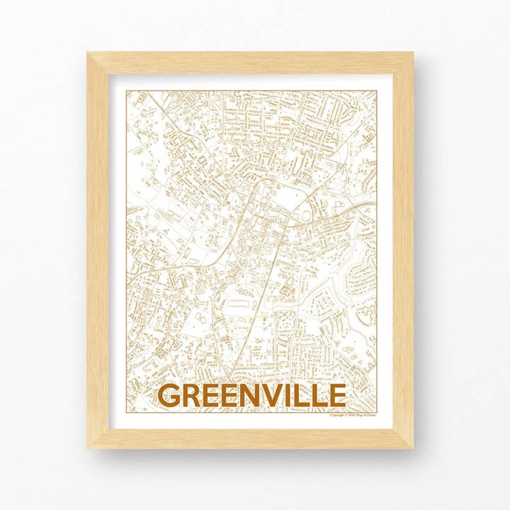 Greenville, South Carolina Map, 2 styles! for wholesale by Map of Home