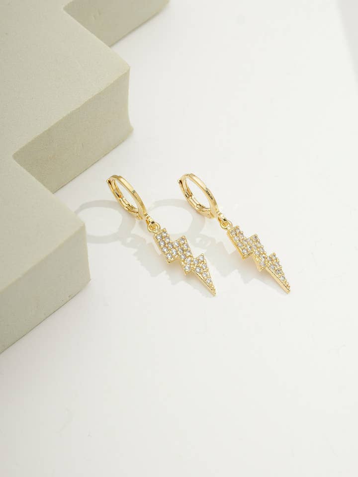 Hypoallergenic Lightning Huggie | Earring | Ready to Ship for wholesale by Bossaglam Jewelry