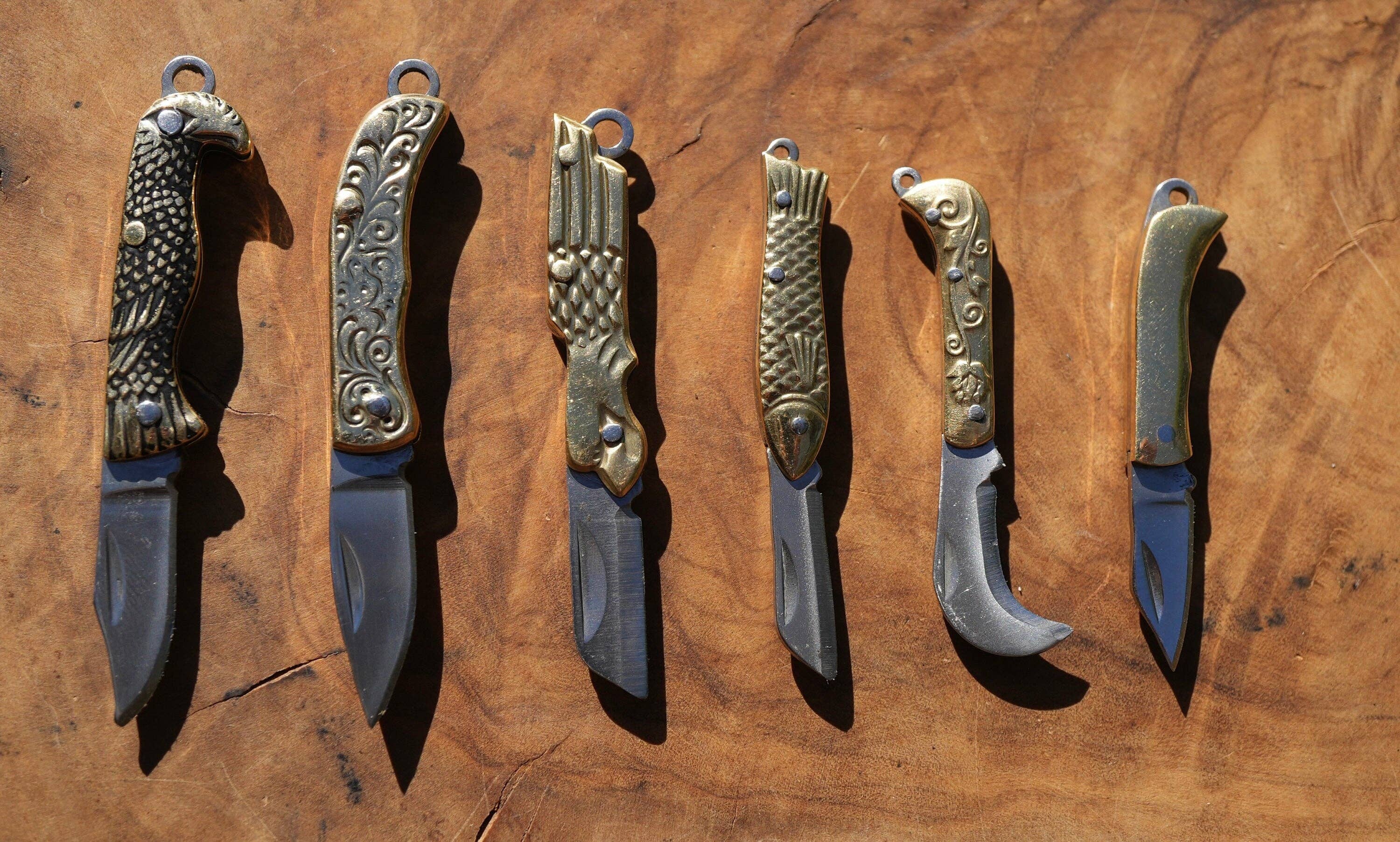 Daddy Daughter Jewelry - Venta al por mayor Collares con colgantes/abalorios - Collar pequeño con forma de navaja de latón en miniatura | Collar con navaja de bolsillo | Bl4