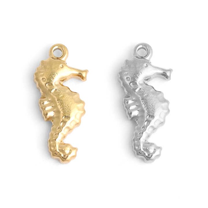 WJW - Wholesale Individual Charm/Pendant - 18K Gold PVD Stainless Steel Seahorse Charm