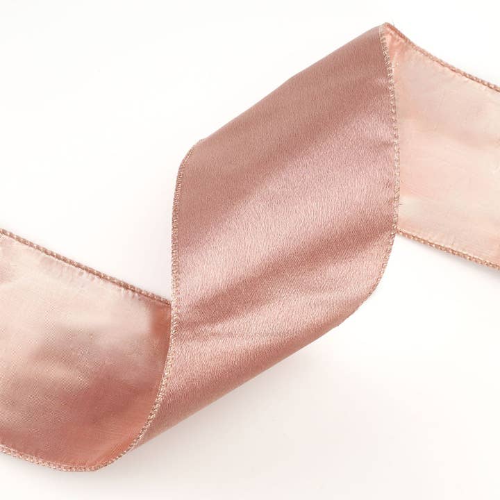 LA Ribbons Wholesale - Wholesale Ribbon - Gift Wrapping - 4" Reversible Shimmer/Lurex Wired Ribbon | Rose Gold