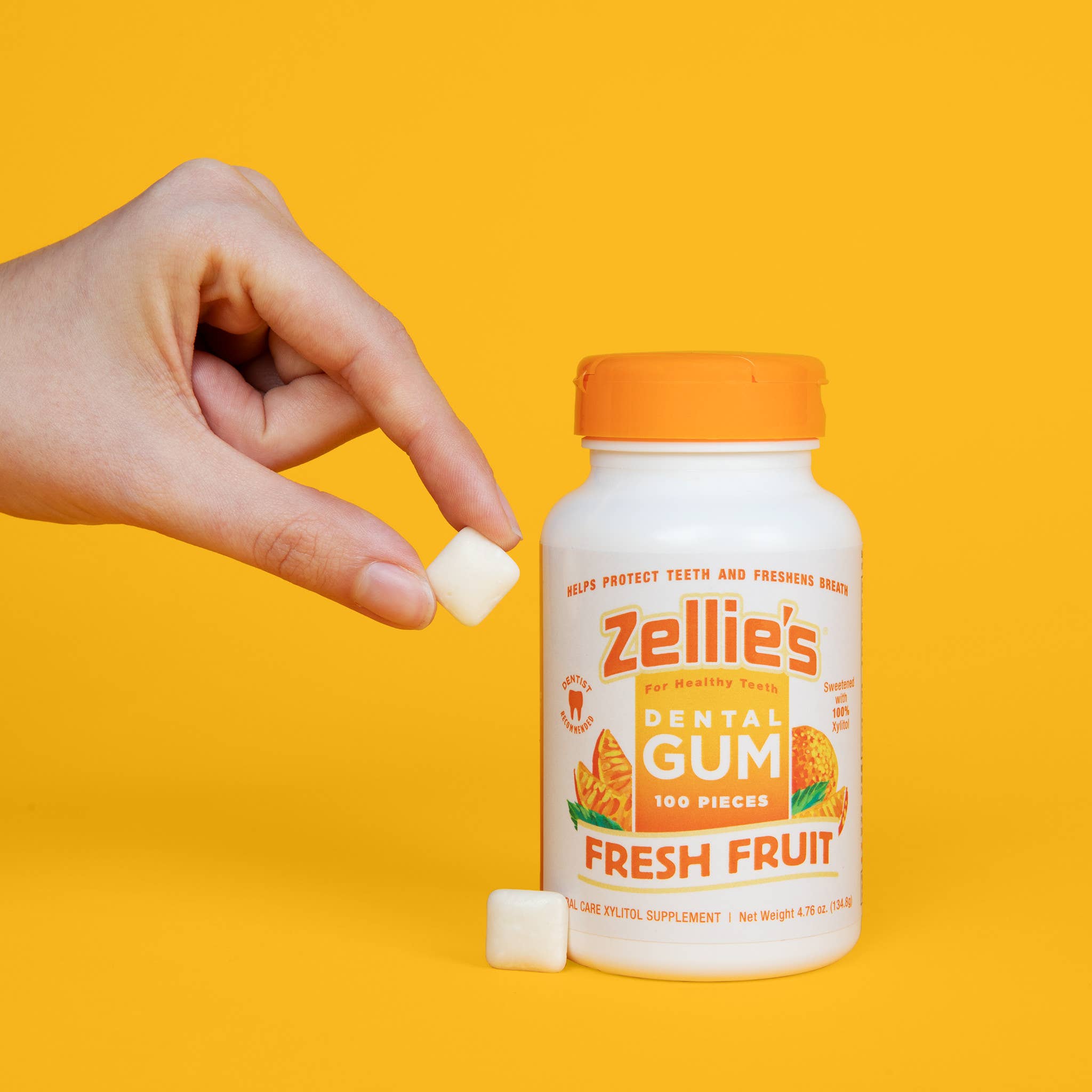 Zellie's - Wholesale Chewing Gum - Zellie's Xylitol Dental Gum - Fresh Fruit 100ct Jar4