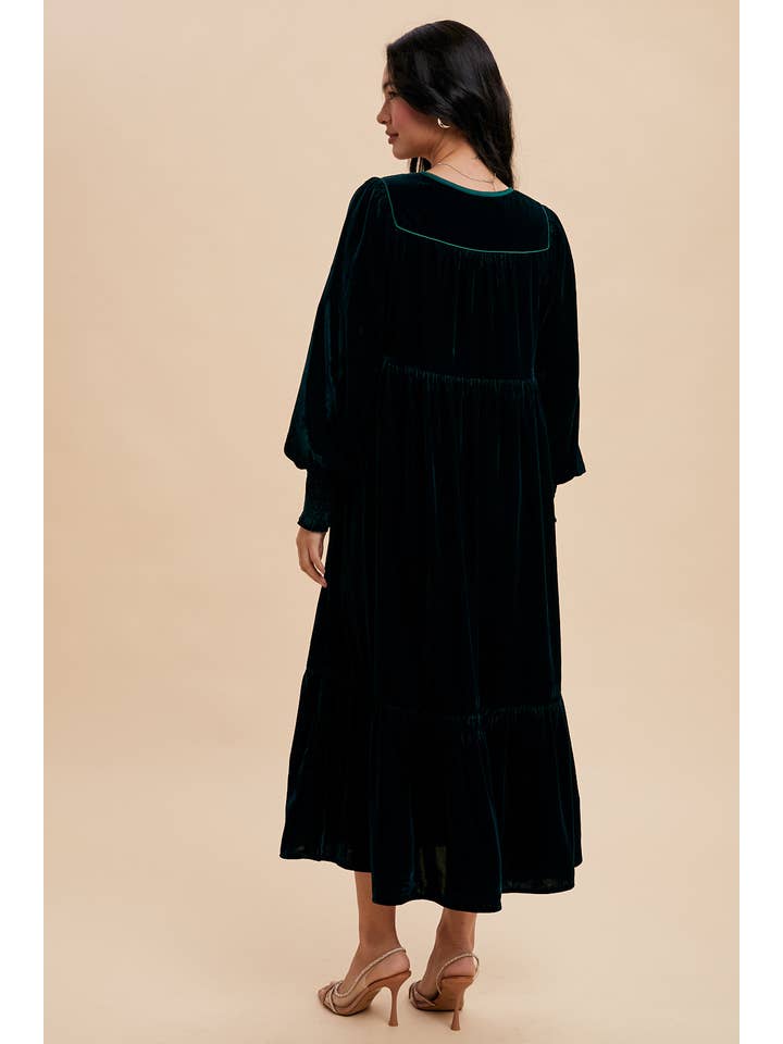 In Loom - Wholesale Dress - Women's - VELVET LONG SLEEVE MAXI DRESS