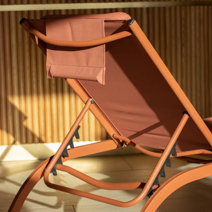 Now's Home - Wholesale Chaise Lounge - SET OF 2 SUN LOUNGERS IN STEEL AND CORAL TEXTILENE NAPOLI3