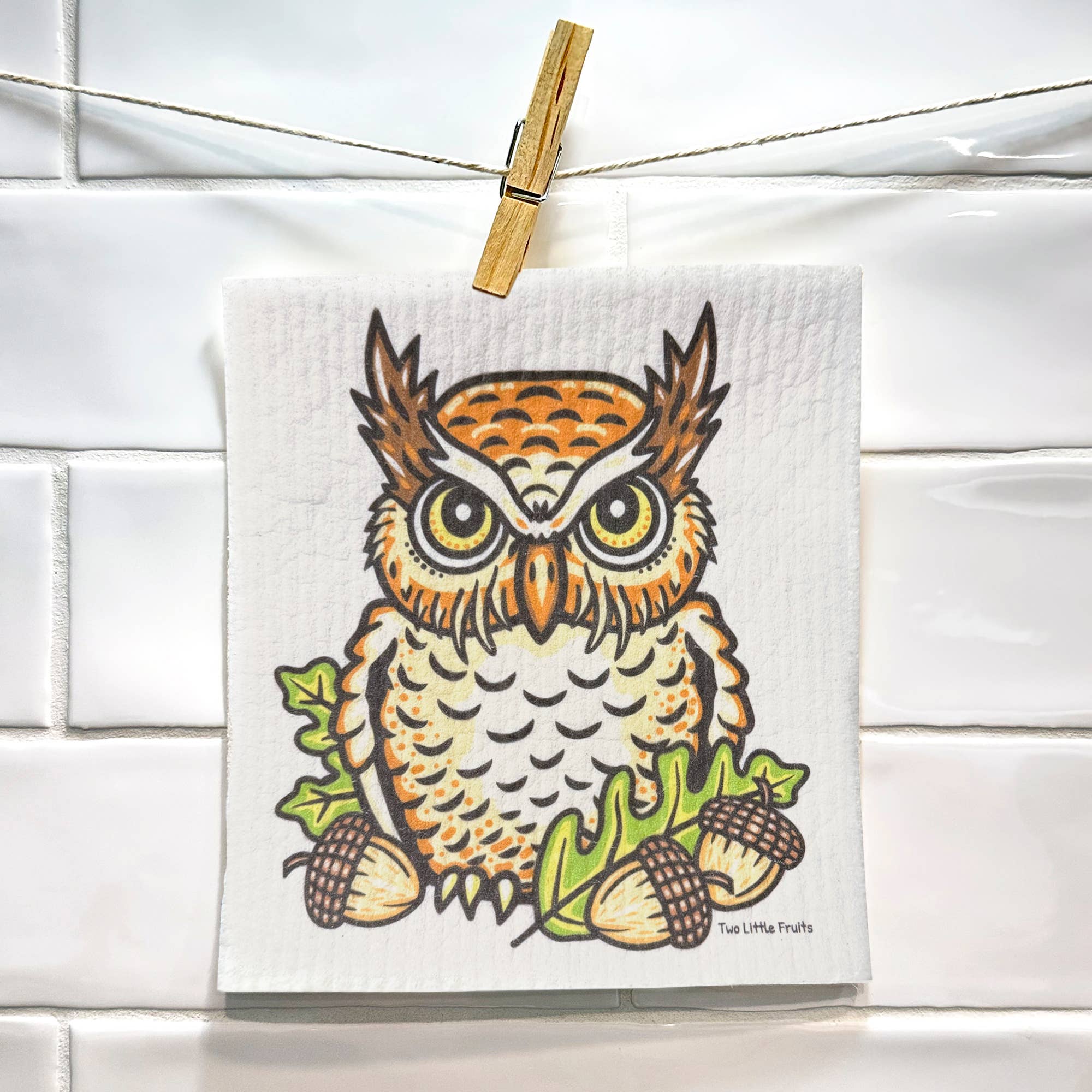 Two Little Fruits - Venta al por mayor Paño de cocina - Paño de cocina sueco – Paño de cocina con estampado de búho2