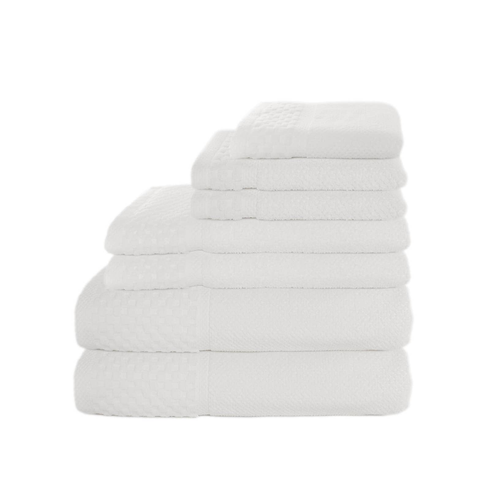 Bianco Set di 7 Asciugamani in Cotone 100% Testurizzato 700 GSM Bianco per Hotel in vendita all'ingrosso su Faire2