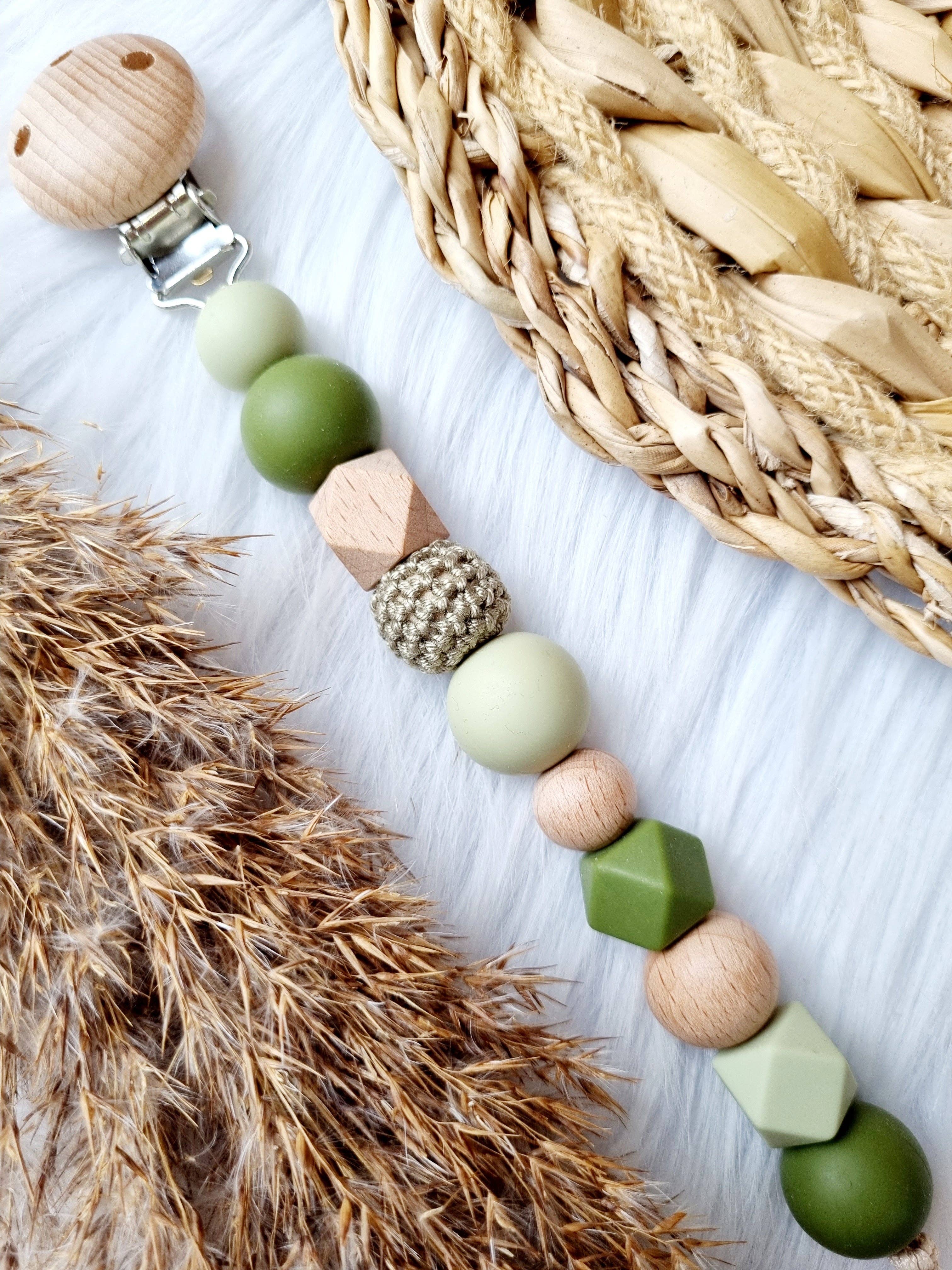 Happy by Lies - Wholesale Pacifier Clip - Baby - Speenkoord - Donkergroen, sage0