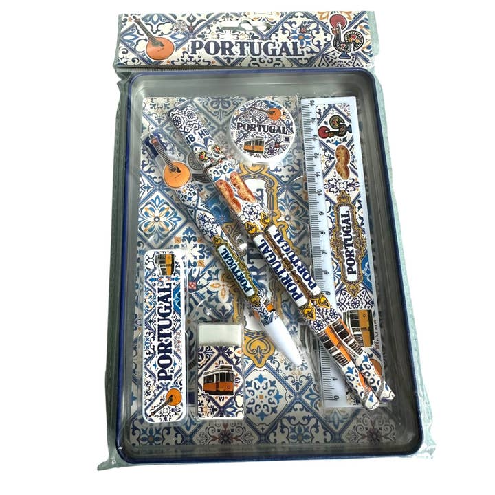 Set di scatole con motivo azulejo portoghese - Articoli per ufficio e per il ritorno a scuola - Souvenir dal Portogallo per la vendita all'ingrosso da parte di Vintage Dreamz