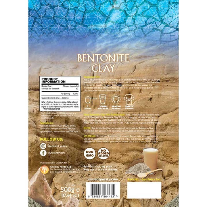Ancient Purity - Wholesale Oral Supplement/Vitamin - Bentonite Clay - 500g Food Grade | Natural, Clean, Effective