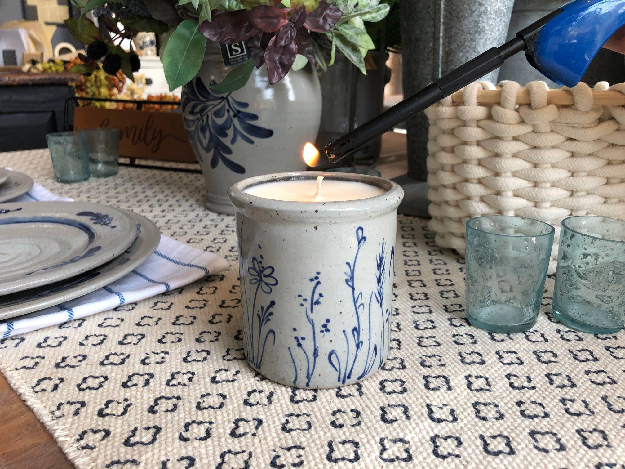 Rowe Pottery - Wholesale Jar/Filled Candle - Candle Crock- Wildflower1