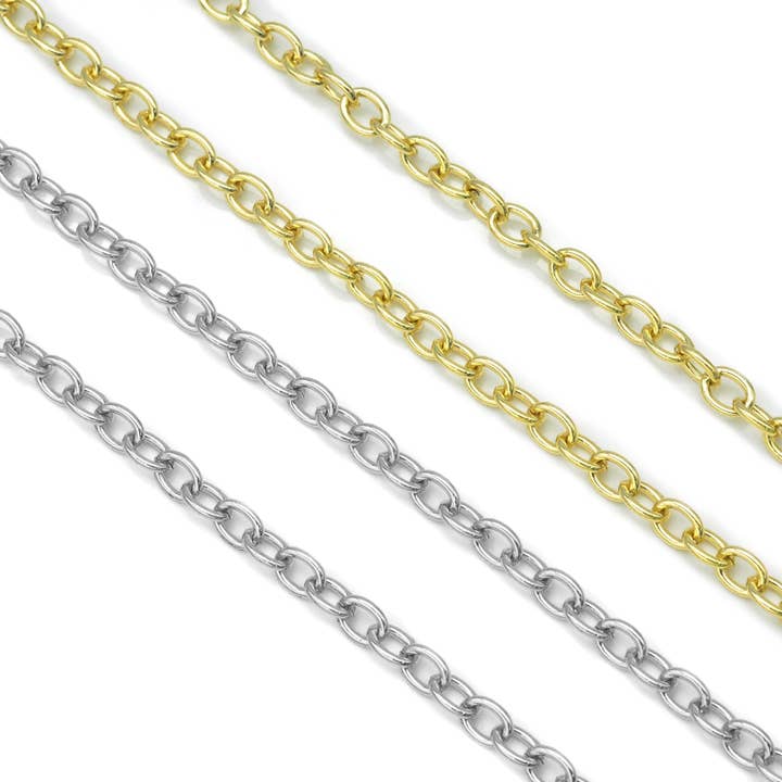 K18 Guld Fyldt Oval Link Kæde, SKU #LS05 for engroshandel hos BestBeads&Beyond