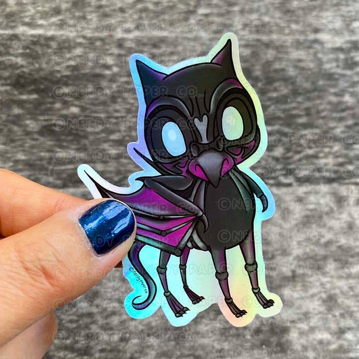 Flying Skeleton Horse | MAGICAL CREATURE - Adesivo in vinile impermeabile olografico disegnato a mano per la vendita all'ingrosso da parte di NERDY PAPER CO.