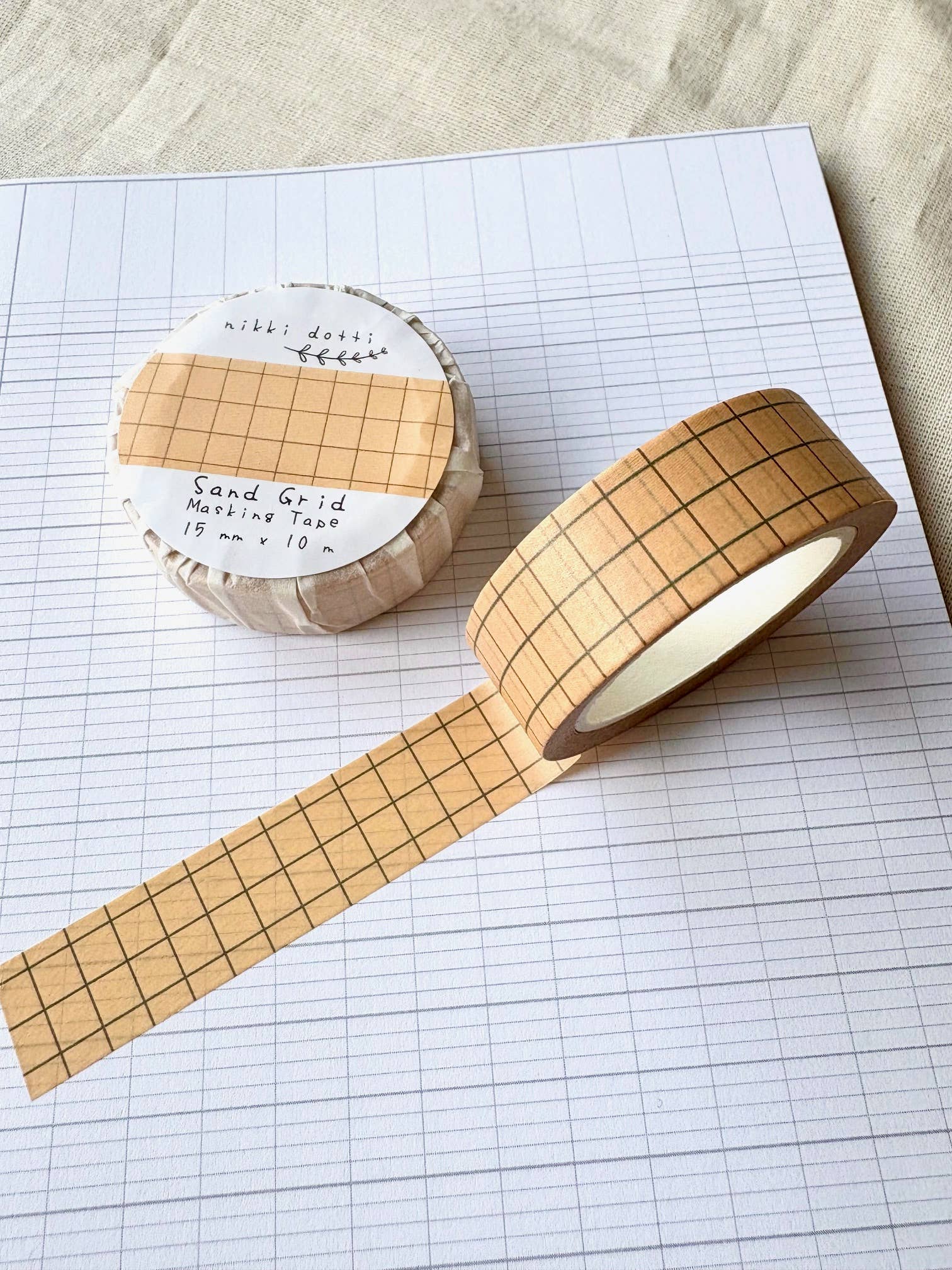 Nikki Dotti - Vendita all'ingrosso Nastro washi - Washi tape - motivo griglia sabbia0