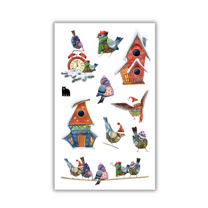 Bundled Up Birds for wholesale by Four Bears Sticker Club