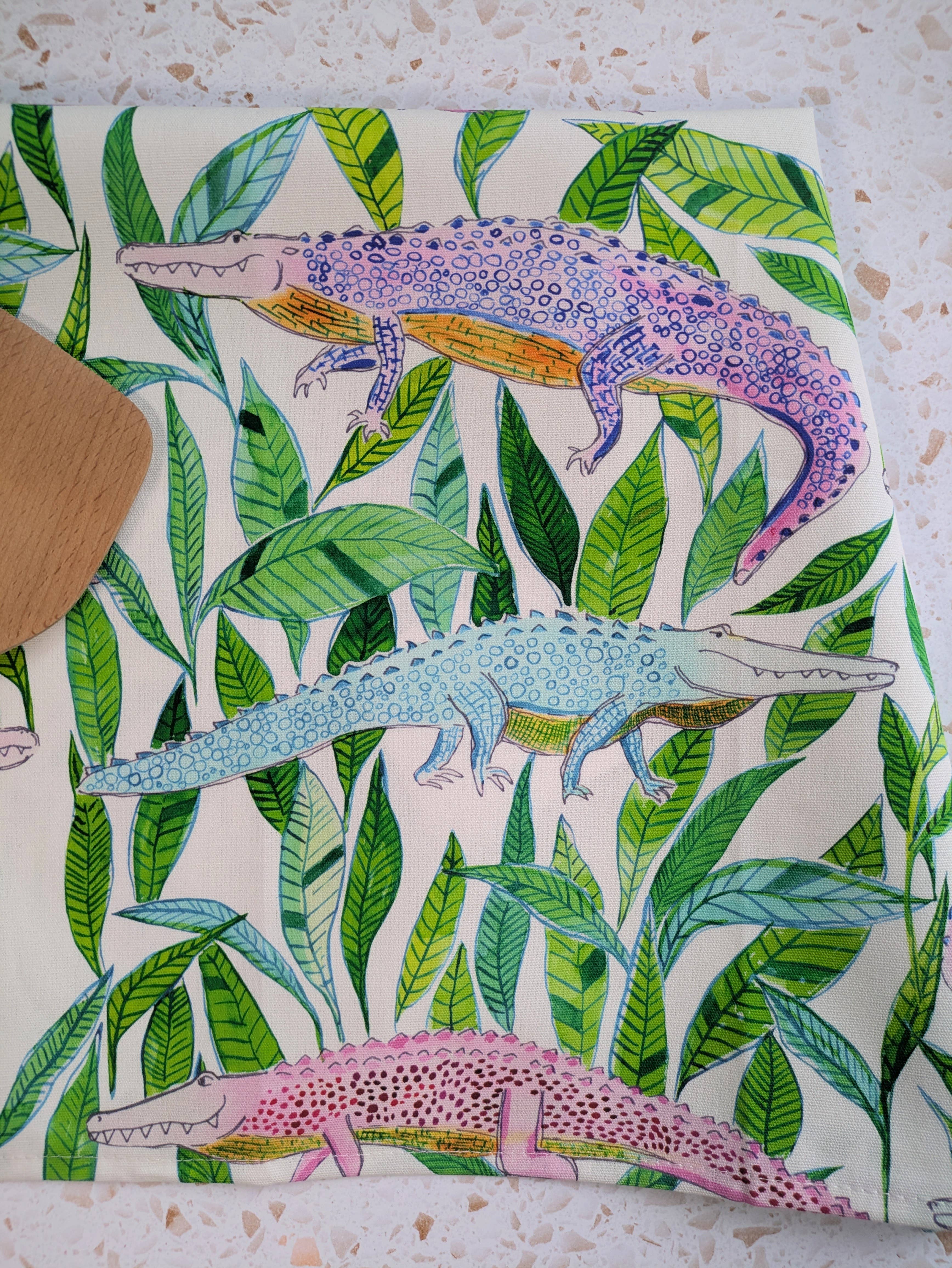 Natalie V. Mason - Wholesale Tea Towel - Dish Towel - Gators (white) - decorative tea towel2